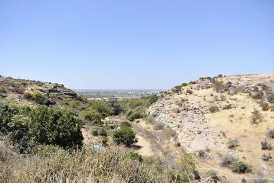Scenic view of sea against clear sky