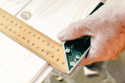 High angle view of man working