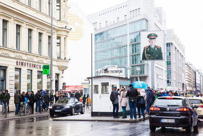 People on street in city