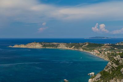 Scenic view of sea against cloudy sky
