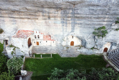 High angle view of old building