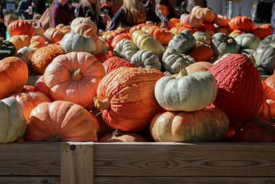 Pumpkins for sale at market stall