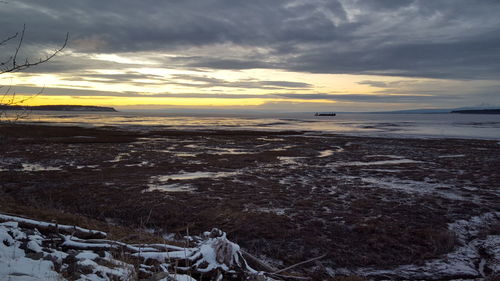 Scenic view of landscape against cloudy sky