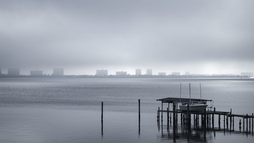 Pier by sea against sky