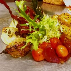 Close-up of vegetables in plate on table