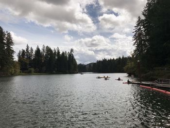 Scenic view of lake against sky