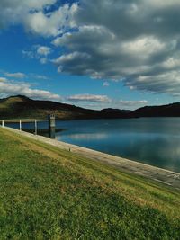 Scenic view of lake against sky