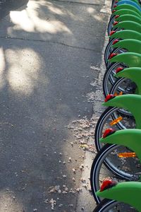 High angle view of bicycle on street