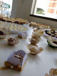 High angle view of cake on table