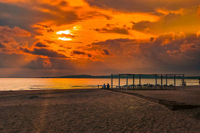 Silhouette of shela beach waterfront in old town lamu, kenya, unesco world heritage site