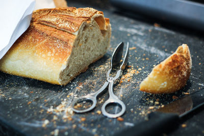 Close-up of bread on table