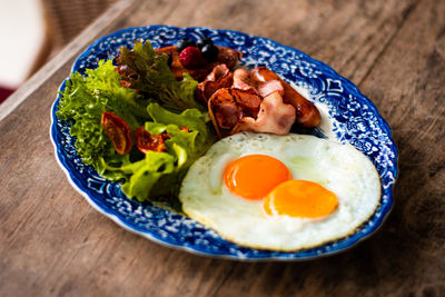 Close-up of food in plate on table