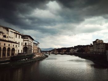 Buildings in city against cloudy sky