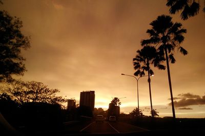 View of city at sunset