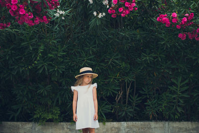 Girl with plants background