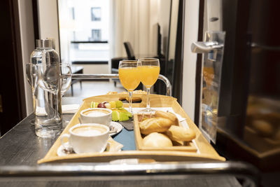 Close-up of breakfast on table in restaurant