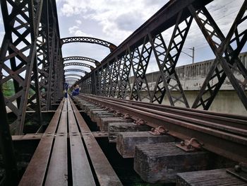 Low angle view of railroad bridge