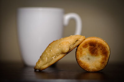 Close-up of cookies on table