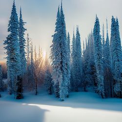 Pine trees in forest during winter