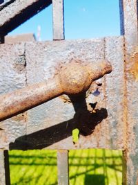 Close-up of old rusty metal on wall