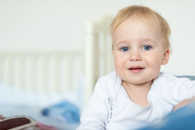 Portrait of cute baby boy crying