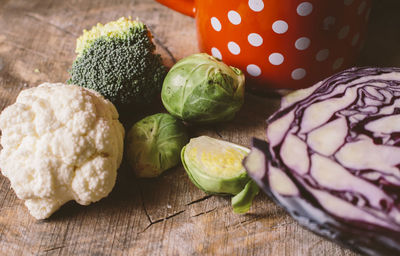 Close-up of vegetables on cutting board