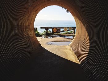 View of sea from tunnel