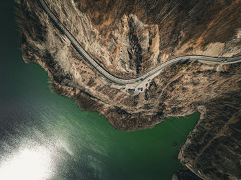 High angle view of lake siriu in buzau county