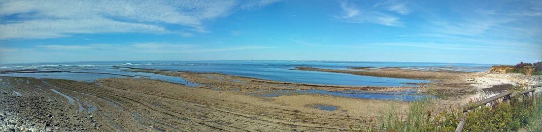 Panoramic view of beach against blue sky