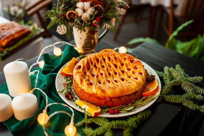 Close-up of food on table