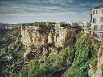 Aerial view of trees and buildings