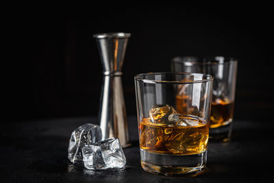 Close-up of drinking glass on table