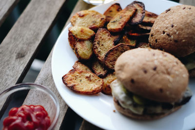 Close-up of food in plate on table