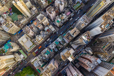 High angle view of buildings in city