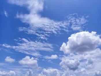 Low angle view of clouds in blue sky