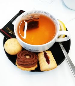 Close-up of tea served on table