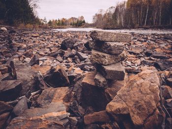 Surface level of rocks near river