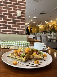 High angle view of food on table