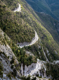 High angle view of mountain road