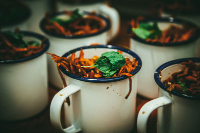 Close-up of food in cups