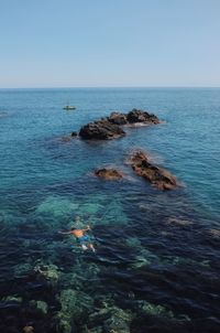 Scenic view of sea against clear sky