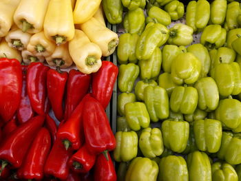 Full frame shot of bell peppers for sale at market stall