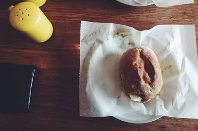 Close-up of food on table