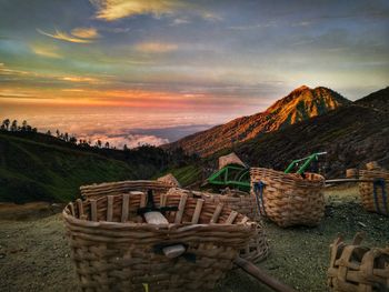 Scenic view of beach against sky during sunset