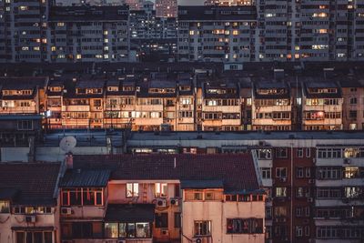 View of buildings at night