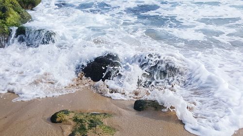 Waves splashing on beach