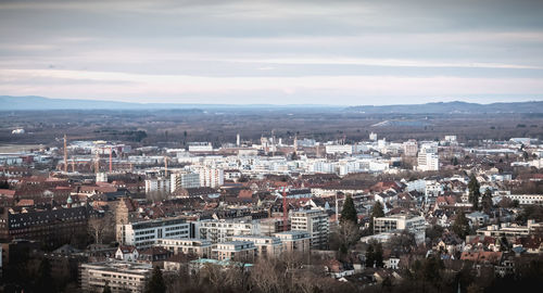 High angle view of townscape against sky