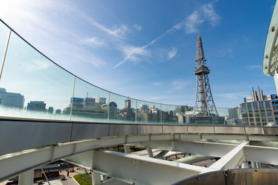 View of bridge and buildings against sky