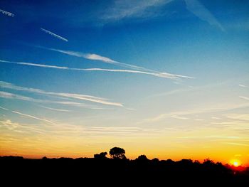 Silhouette of trees against sky at sunset