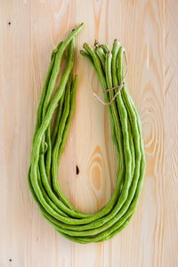 High angle view of green vegetables on table